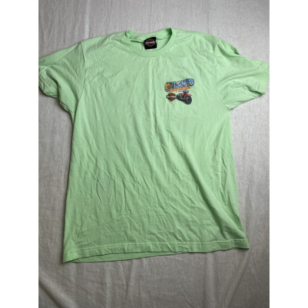 Harley Davidson Orlando Florida Green Mens L Biker Motorcycle Souvenir T-Shirt